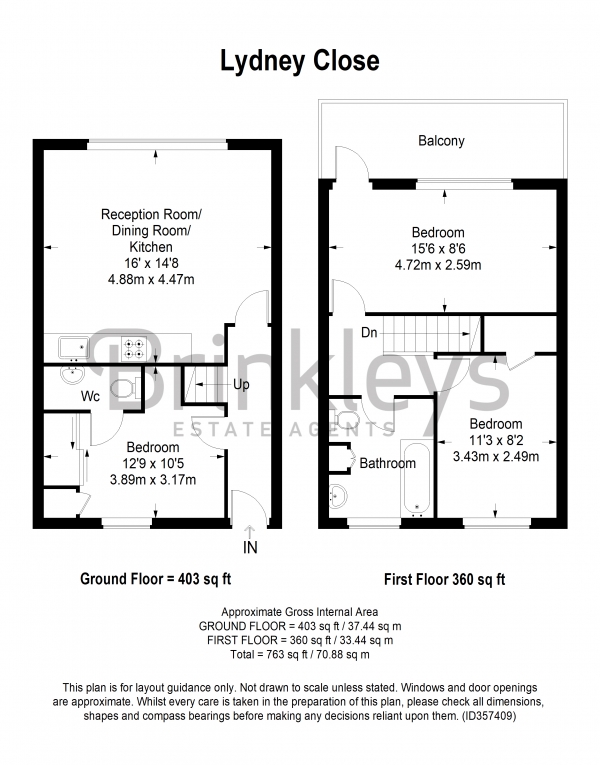 Floor Plan Image for 3 Bedroom Apartment to Rent in Lydney Close, London