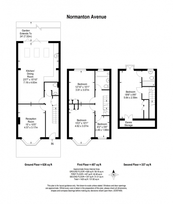 Floor Plan Image for 4 Bedroom Terraced House for Sale in Normanton Avenue, Wimbledon Park