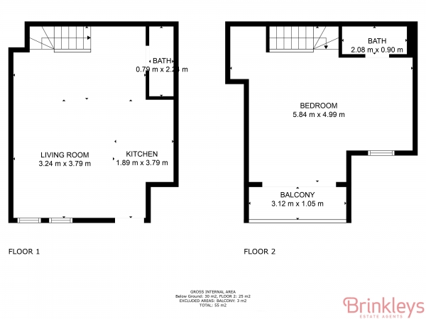 Floor Plan Image for 1 Bedroom Apartment to Rent in Mount Road, London