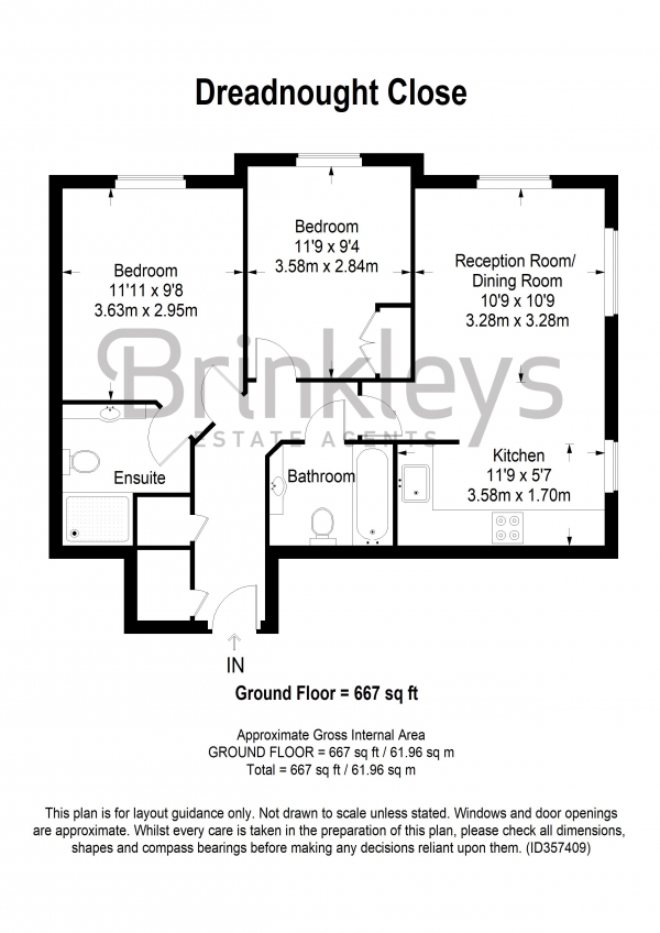 Floor Plan Image for 2 Bedroom Apartment for Sale in Dreadnought Close, Colliers Wood