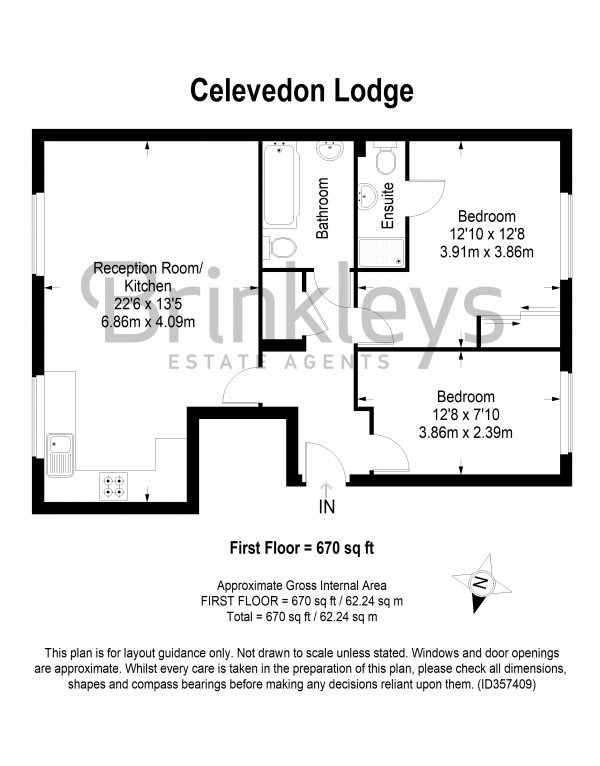 Floor Plan Image for 2 Bedroom Apartment to Rent in Augustus Road, London