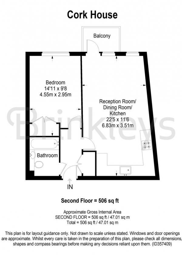 Floor Plan Image for 1 Bedroom Apartment for Sale in Cork House, 5 Durnsford Road, Wimbledon Park