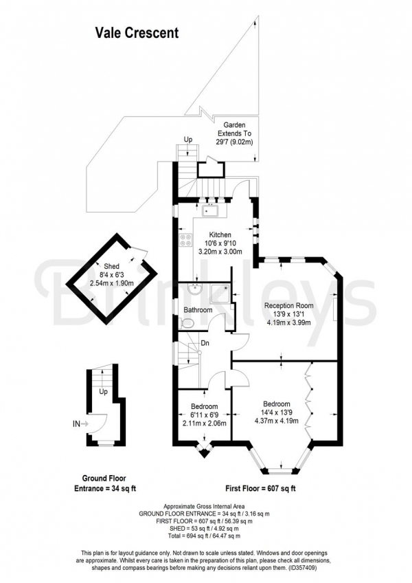 Floor Plan Image for 2 Bedroom Maisonette for Sale in Vale Crescent, Putney