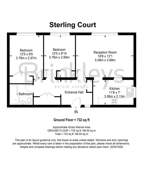 Floor Plan for 2 Bedroom Apartment for Sale in Sterling Court, Grand Drive, London, SW20, 9DR - Offers Over &pound375,000