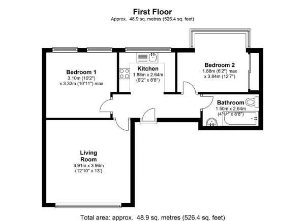 Floor Plan Image for 2 Bedroom Apartment to Rent in Vineyard Hill Road, Wimbledon Park