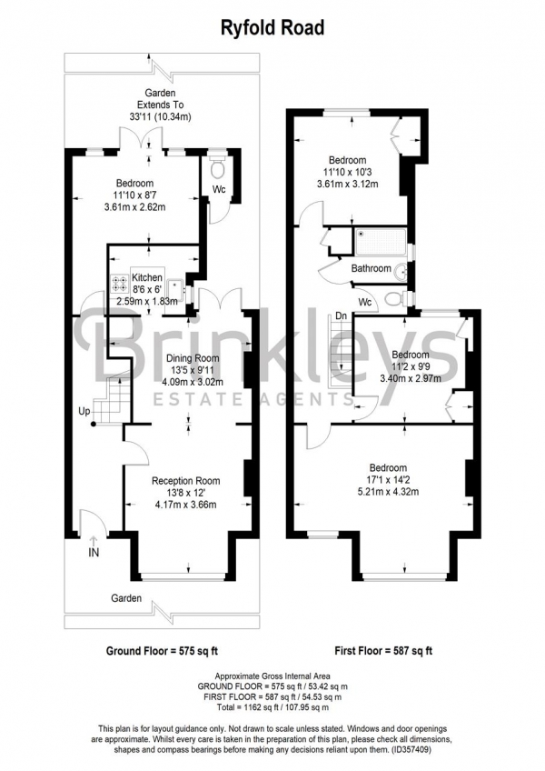 Floor Plan Image for 4 Bedroom Terraced House to Rent in Ryfold Road, London