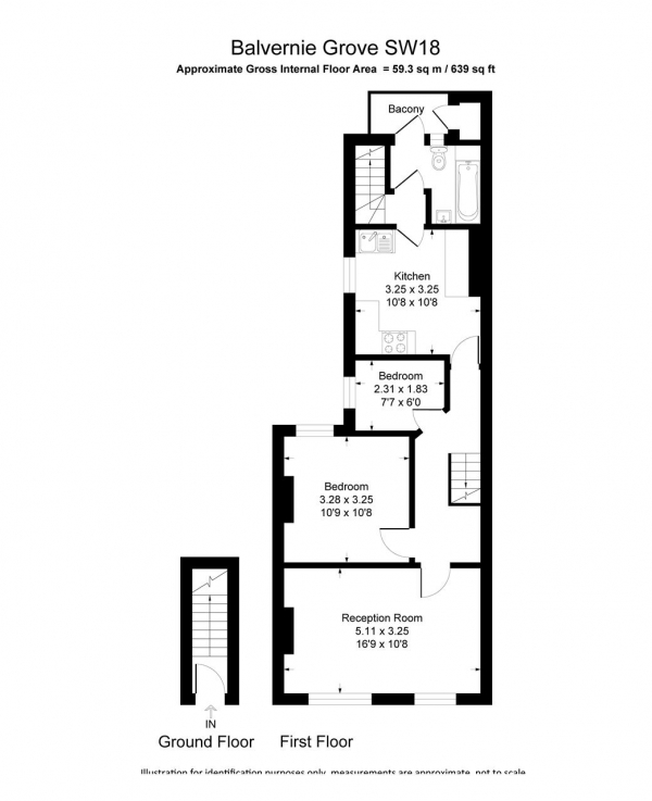 Floor Plan Image for 2 Bedroom Maisonette to Rent in Balvernie Grove, Southfields