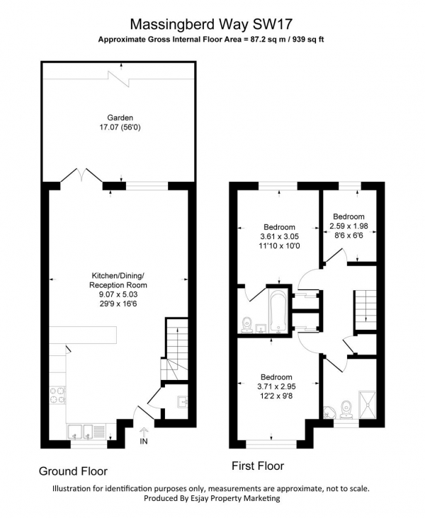 Floor Plan Image for 3 Bedroom Terraced House for Sale in Massingberd Way, London