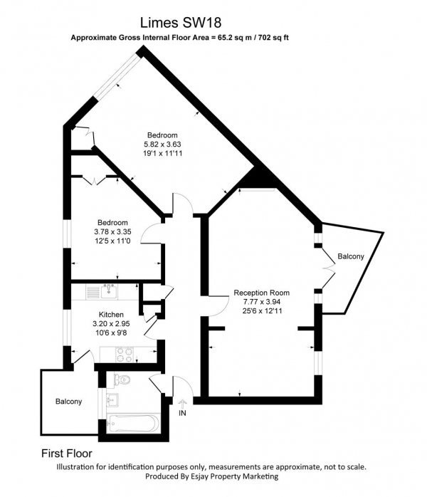 Floor Plan Image for 2 Bedroom Apartment for Sale in Limes Gardens, London