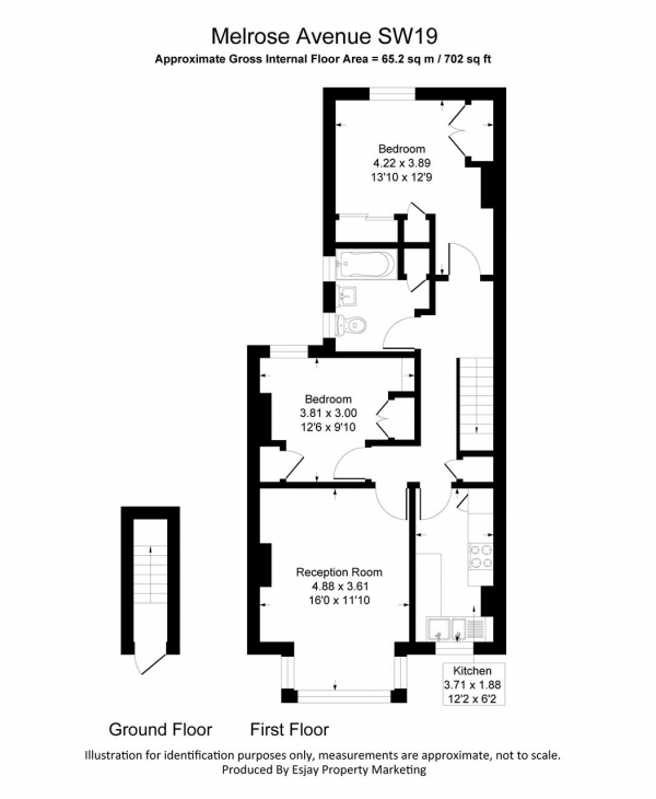 Floor Plan Image for 2 Bedroom Apartment for Sale in Melrose Avenue, Wimbledon Park