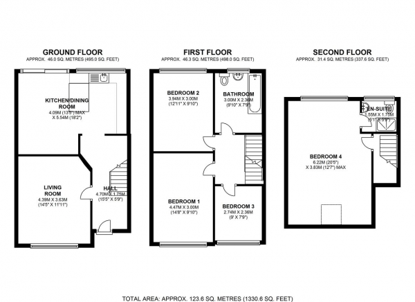 Floor Plan Image for 4 Bedroom Terraced House to Rent in Merton Hall Gardens, Wimbledon