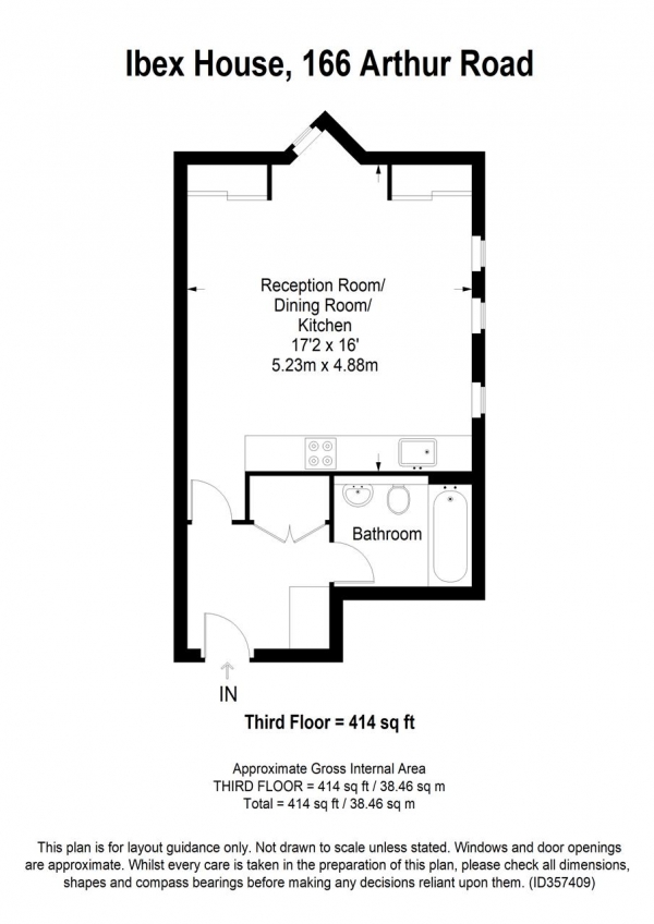 Floor Plan Image for Studio for Sale in Flat K, Ibex House, 166 Arthur Road, Wimbledon Park