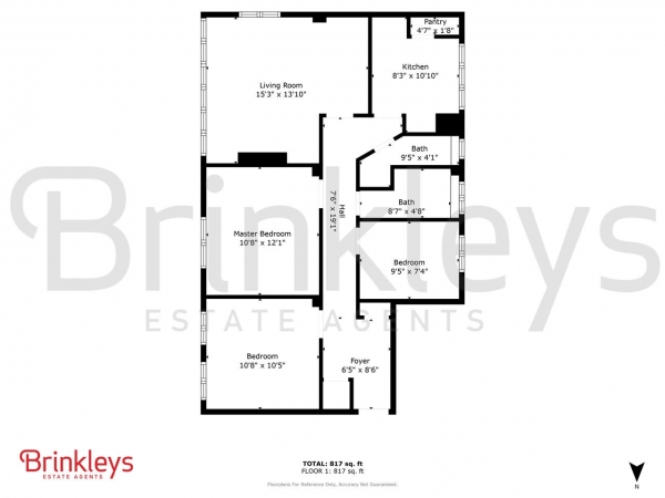 Floor Plan for 3 Bedroom Apartment to Rent in Urmston Drive, Southfields, SW19, 6SG - £646 pw | £2800 pcm