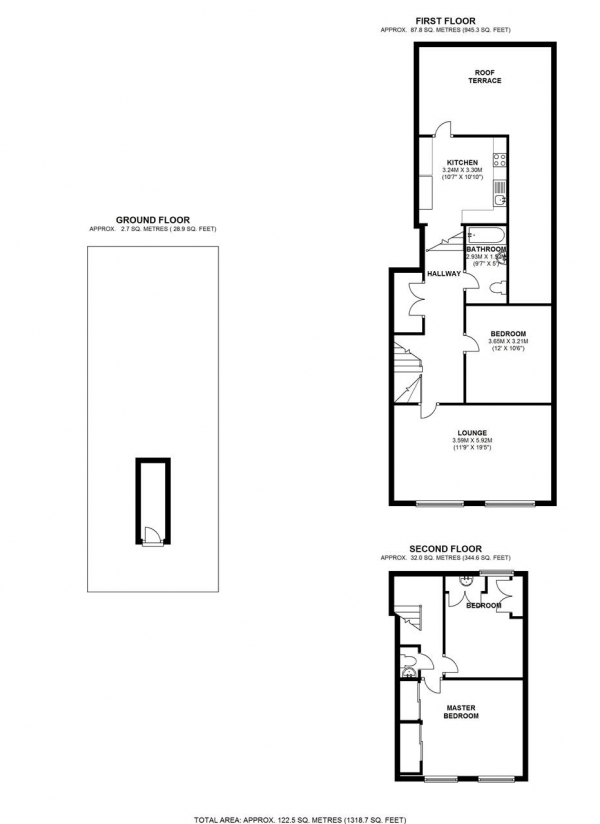 Floor Plan Image for 3 Bedroom Apartment for Sale in Garratt Lane, Earlsfield