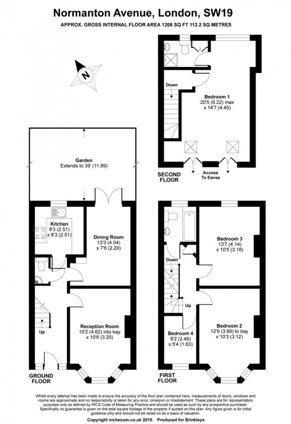 Floor Plan Image for 4 Bedroom Terraced House for Sale in Normanton Avenue, Wimbledon Park