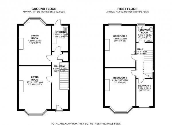 Floor Plan Image for 3 Bedroom End of Terrace House for Sale in Braemar Avenue, Wimbledon Park