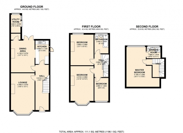 Floor Plan Image for 4 Bedroom End of Terrace House for Sale in Ravensbury Road, Earlsfield