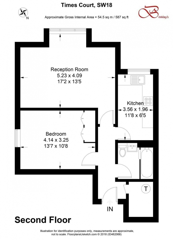 Floor Plan Image for 1 Bedroom Apartment for Sale in Times Court, 24 Ravensbury Road, Earlsfield