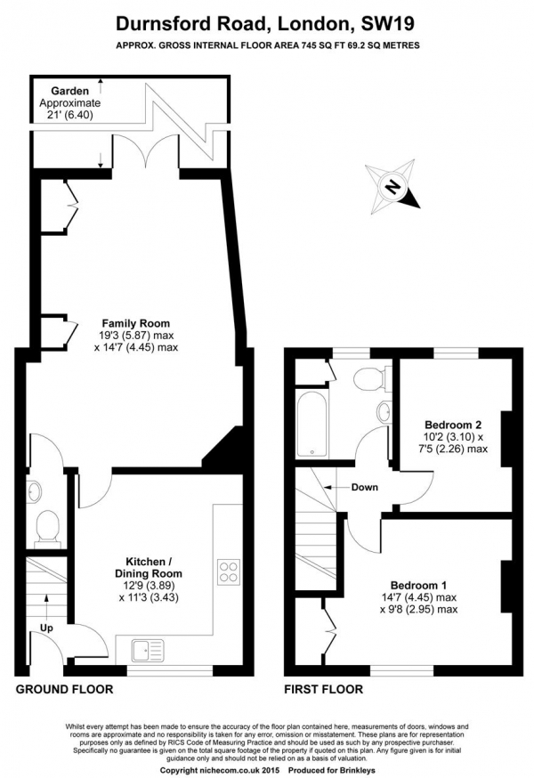 Floor Plan Image for 2 Bedroom End of Terrace House for Sale in Durnsford Road, Wimbledon