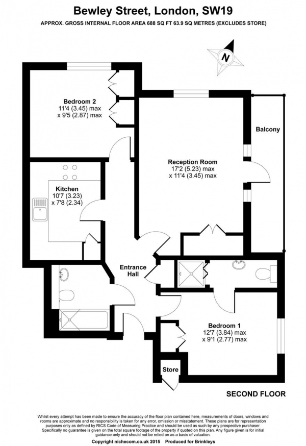 Floor Plan Image for 2 Bedroom Apartment for Sale in Bewley Street, Wimbledon