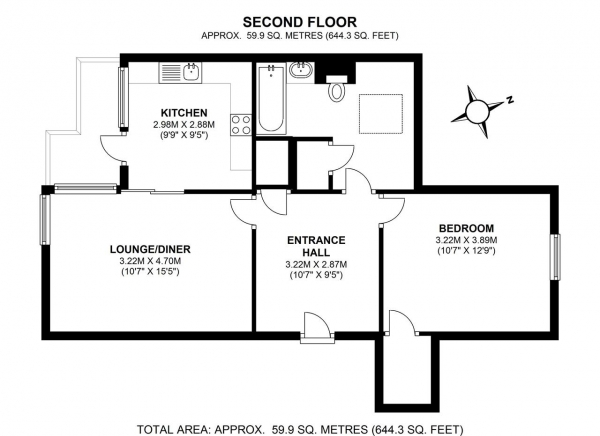 Floor Plan Image for 1 Bedroom Apartment for Sale in Augustus Road, Southfields