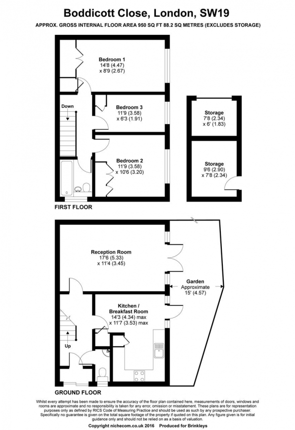 Floor Plan Image for 3 Bedroom Semi-Detached House for Sale in Boddicott Close, Wimbledon