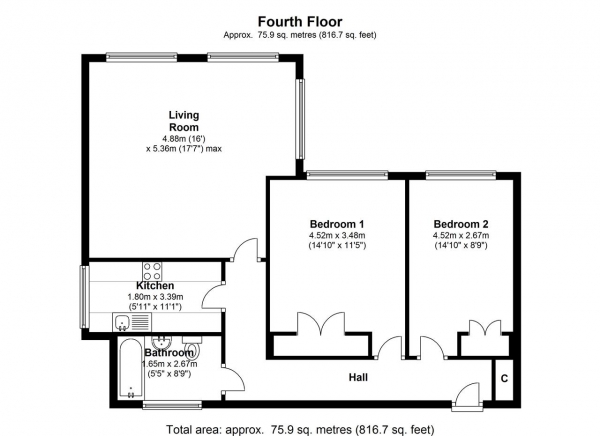 Floor Plan Image for 2 Bedroom Apartment to Rent in Green Wood, 31 Princes Way, Southfields