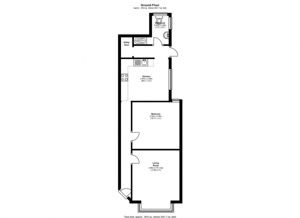 Floor Plan for 1 Bedroom Maisonette to Rent in Kingston Road, Raynes Park, SW20, 8LN - £312 pw | £1350 pcm