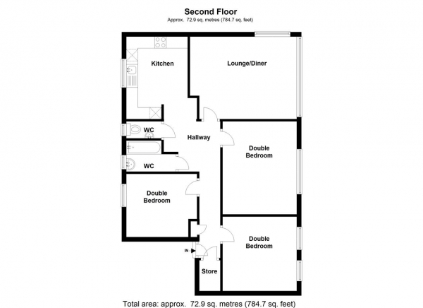 Floor Plan Image for 3 Bedroom Apartment to Rent in Beaumont Road, Southfields