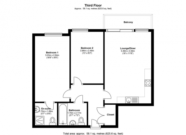 Floor Plan Image for 2 Bedroom Apartment for Sale in Bassett House, 1 Durnsford Road, Wimbledon