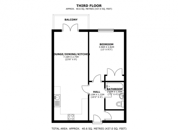 Floor Plan Image for 1 Bedroom Apartment for Sale in Reed House, 21 Durnsford Road, Wimbledon Park