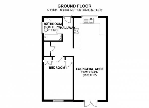 Floor Plan Image for 1 Bedroom Apartment for Sale in Bell Drive, Southfields