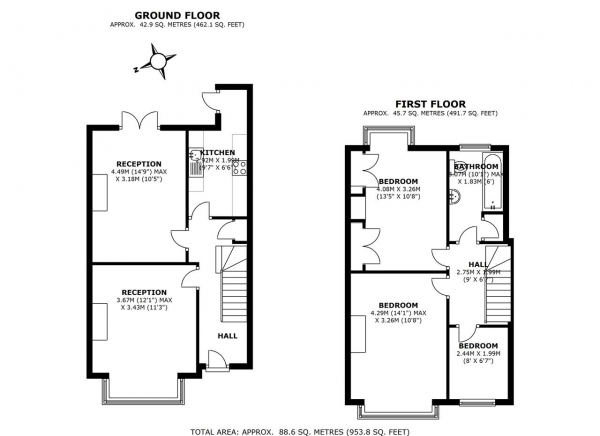 Floor Plan Image for 3 Bedroom Terraced House for Sale in Durnsford Road, Wimbledon Park