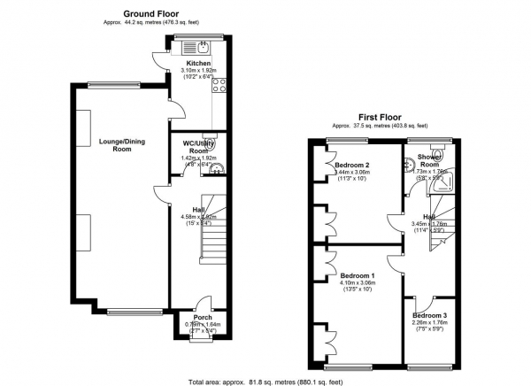 Floor Plan Image for 3 Bedroom Terraced House for Sale in Havelock Road, Wimbledon