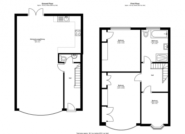 Floor Plan Image for 3 Bedroom Terraced House for Sale in Haslemere Avenue, Earlsfield