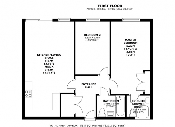 Floor Plan Image for 2 Bedroom Apartment for Sale in Lawrie House, 21 Durnsford Road, Wimbledon