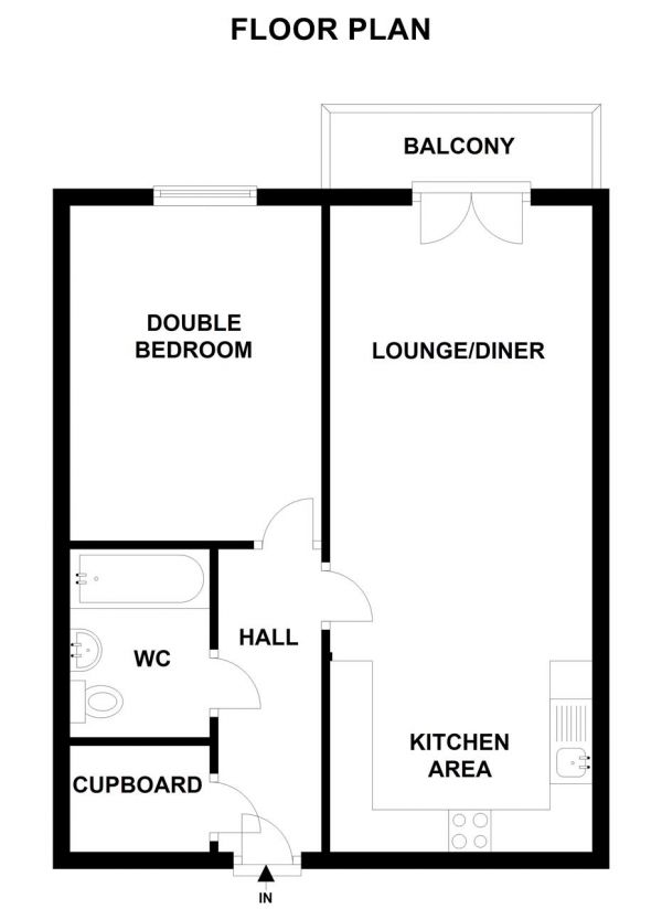 Floor Plan Image for 1 Bedroom Apartment to Rent in Bassett House, 1 Durnsford Road, Wimbledon