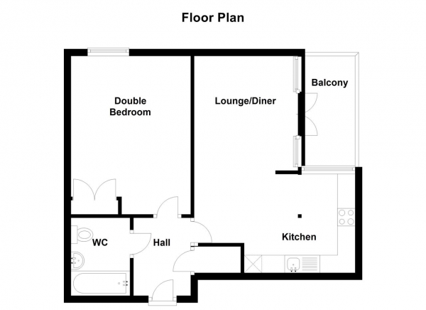 Floor Plan Image for 1 Bedroom Apartment to Rent in Lawrie House, Wimbledon