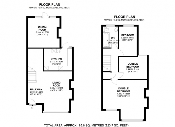 Floor Plan Image for 3 Bedroom Terraced House for Sale in Stuart Road, Wimbledon Park