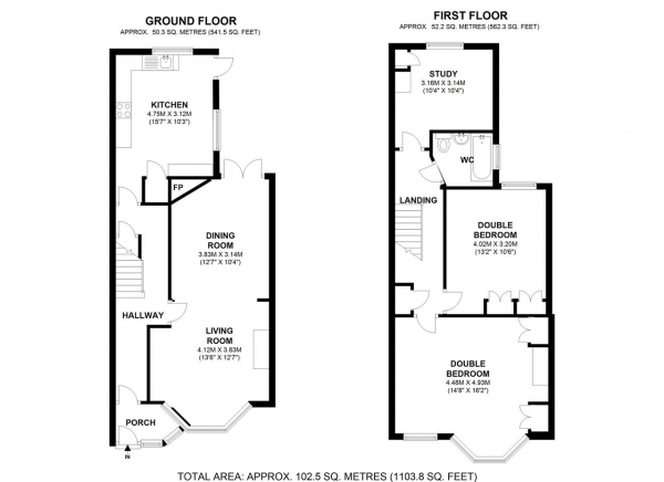 Floor Plan Image for 3 Bedroom Terraced House for Sale in Strathearn Road, Wimbledon Park