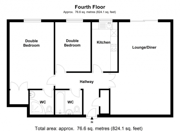 Floor Plan for 2 Bedroom Apartment to Rent in Viscount Point, 199 The Broadway, Wimbledon, SW19, 1NL - £369 pw | £1600 pcm