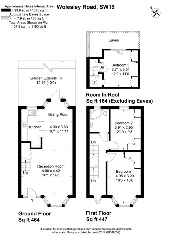 Floor Plan Image for 3 Bedroom Terraced House for Sale in Wolseley Avenue, Wimbledon Park