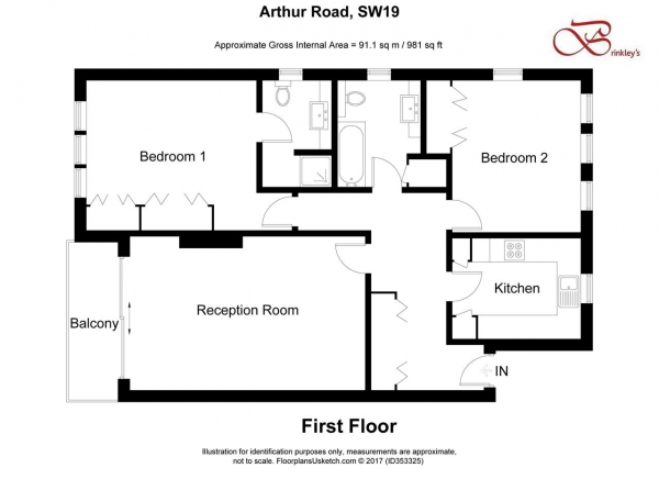 Floor Plan Image for 2 Bedroom Apartment to Rent in Arthur Road, Wimbledon Park