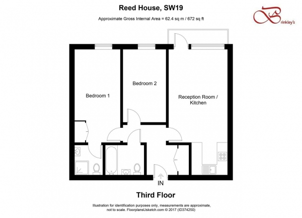 Floor Plan Image for 2 Bedroom Apartment to Rent in Reed House, Wimbledon Park