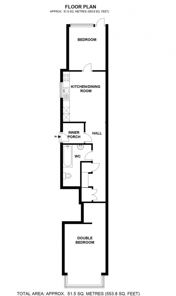 Floor Plan Image for 1 Bedroom End of Terrace House to Rent in Durnsford Road, Wimbledon Park