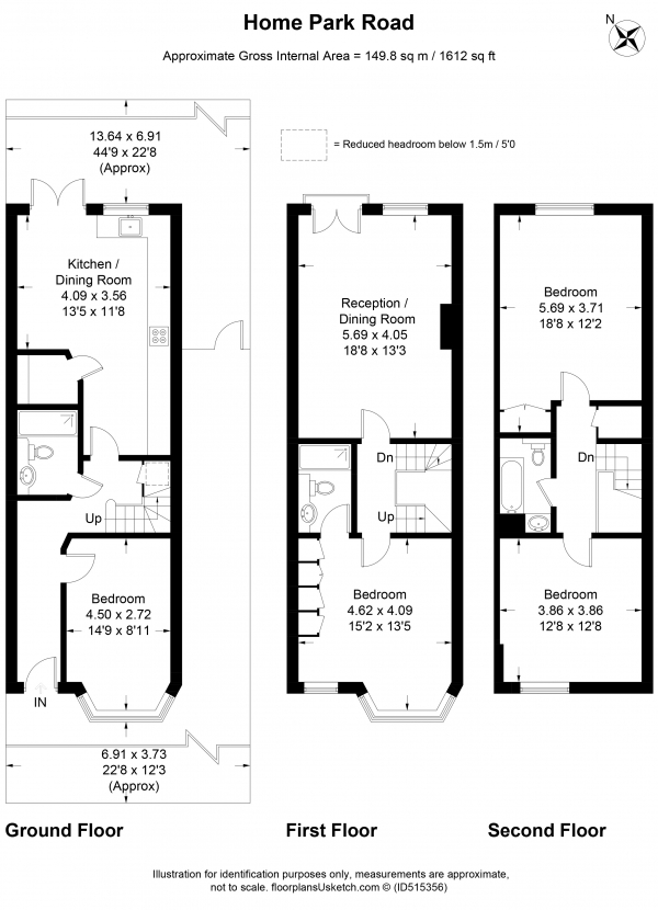 Floor Plan Image for 4 Bedroom Town House to Rent in Lynx Terrace, 68A Home Park Road, Wimbledon Park