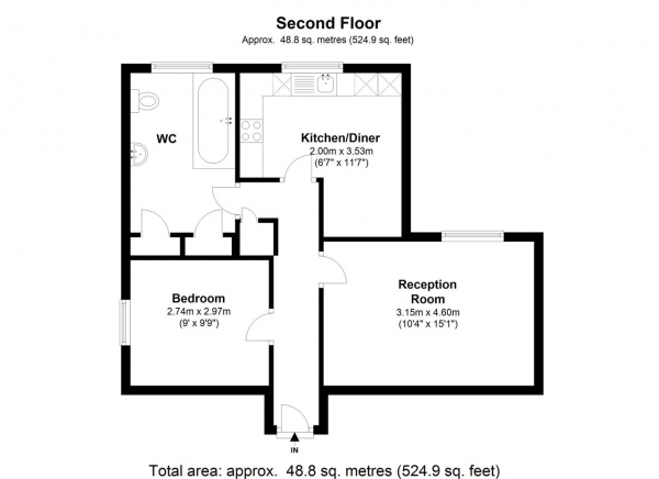 Floor Plan Image for 1 Bedroom Apartment to Rent in Wimbledon Park Road, Southfields