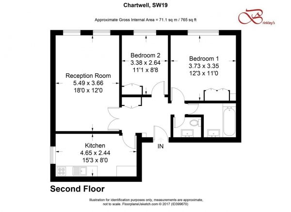 Floor Plan Image for 2 Bedroom Apartment to Rent in Chartwell, 80 Parkside, London