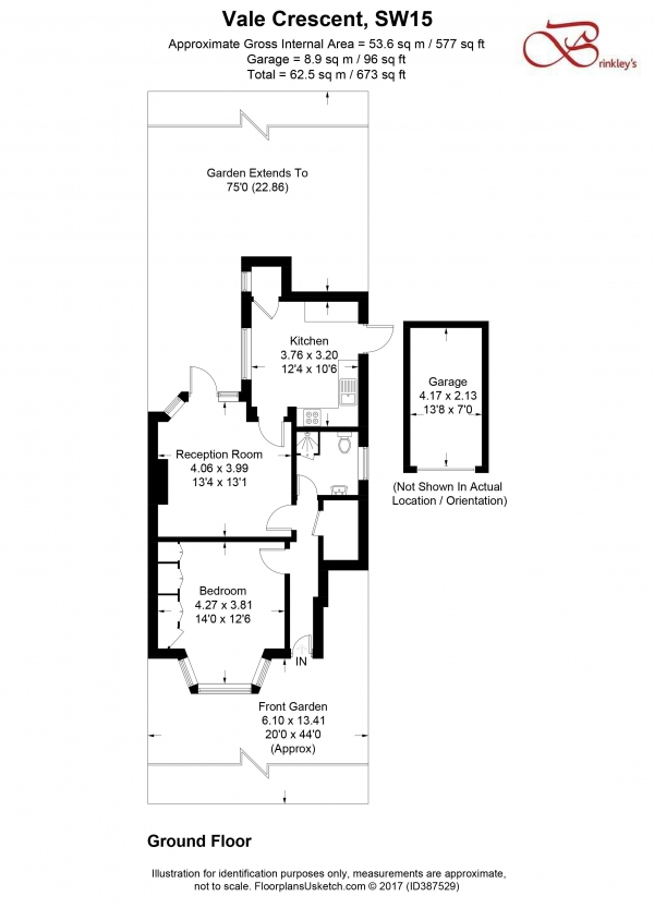 Floor Plan Image for 1 Bedroom Apartment for Sale in Vale Crescent, Putney