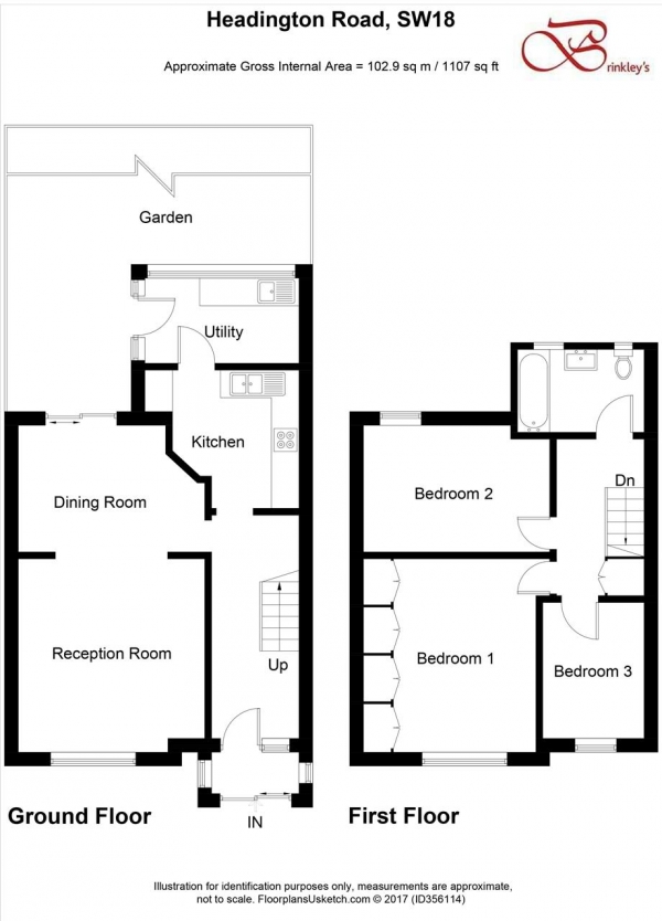 Floor Plan Image for 3 Bedroom Terraced House to Rent in Headington Road, Earlsfield